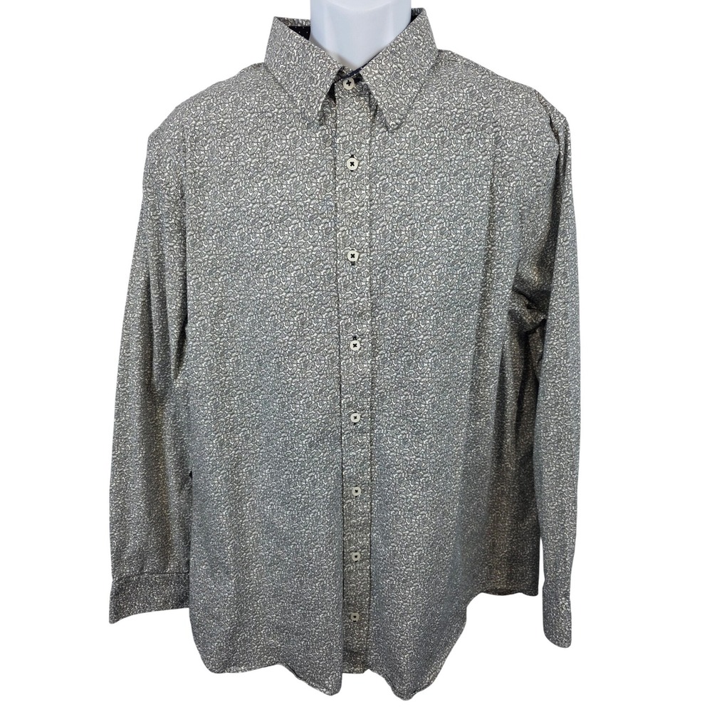 Nick Graham Mens 2XL Paisley Button Modern Fit Long Sleeve Shirt Flip Cuff /A170